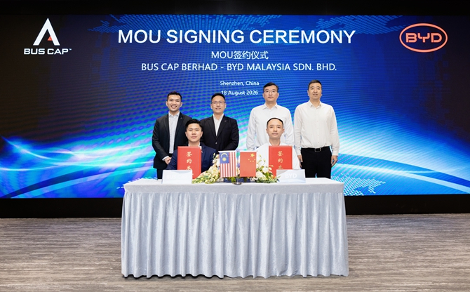 比亚迪与Bus Cap签署MOU，推进马来西亚电动巴士本地化发展